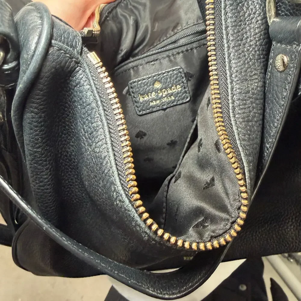 Kate Spade Black Pebbled Leather Crossbody Shoulder Bag Slouchy Everyday - Picture 9 of 16